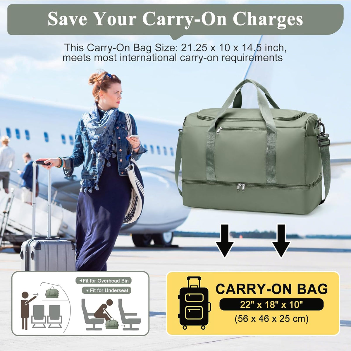 Extra Large Travel Duffel Bag, Carry-On Weekender Bags for Women Travel | Overnight Weekend Bag with Shoes Compartment for Travel Business Trips Sport Hospital - Colors A