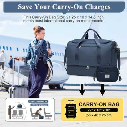 Extra Large Travel Duffel Bag, Carry-On Weekender Bags for Women Travel | Overnight Weekend Bag with Shoes Compartment for Travel Business Trips Sport Hospital - Colors A