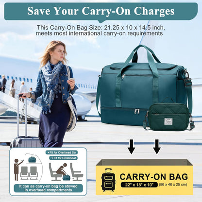 Extra Large Travel Duffel Bag, Carry-On Weekender Bags for Women Travel | Overnight Weekend Bag with Shoes Compartment for Travel Business Trips Sport Hospital - Colors A