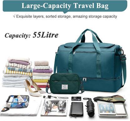 Extra Large Travel Duffel Bag, Carry-On Weekender Bags for Women Travel | Overnight Weekend Bag with Shoes Compartment for Travel Business Trips Sport Hospital - Colors A