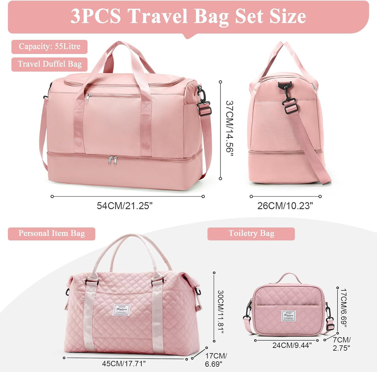 Extra Large Travel Duffel Bag, Carry-On Weekender Bags for Women Travel | Overnight Weekend Bag with Shoes Compartment for Travel Business Trips Sport Hospital - Colors A