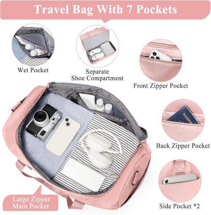 Extra Large Travel Duffel Bag, Carry-On Weekender Bags for Women Travel | Overnight Weekend Bag with Shoes Compartment for Travel Business Trips Sport Hospital - Colors A