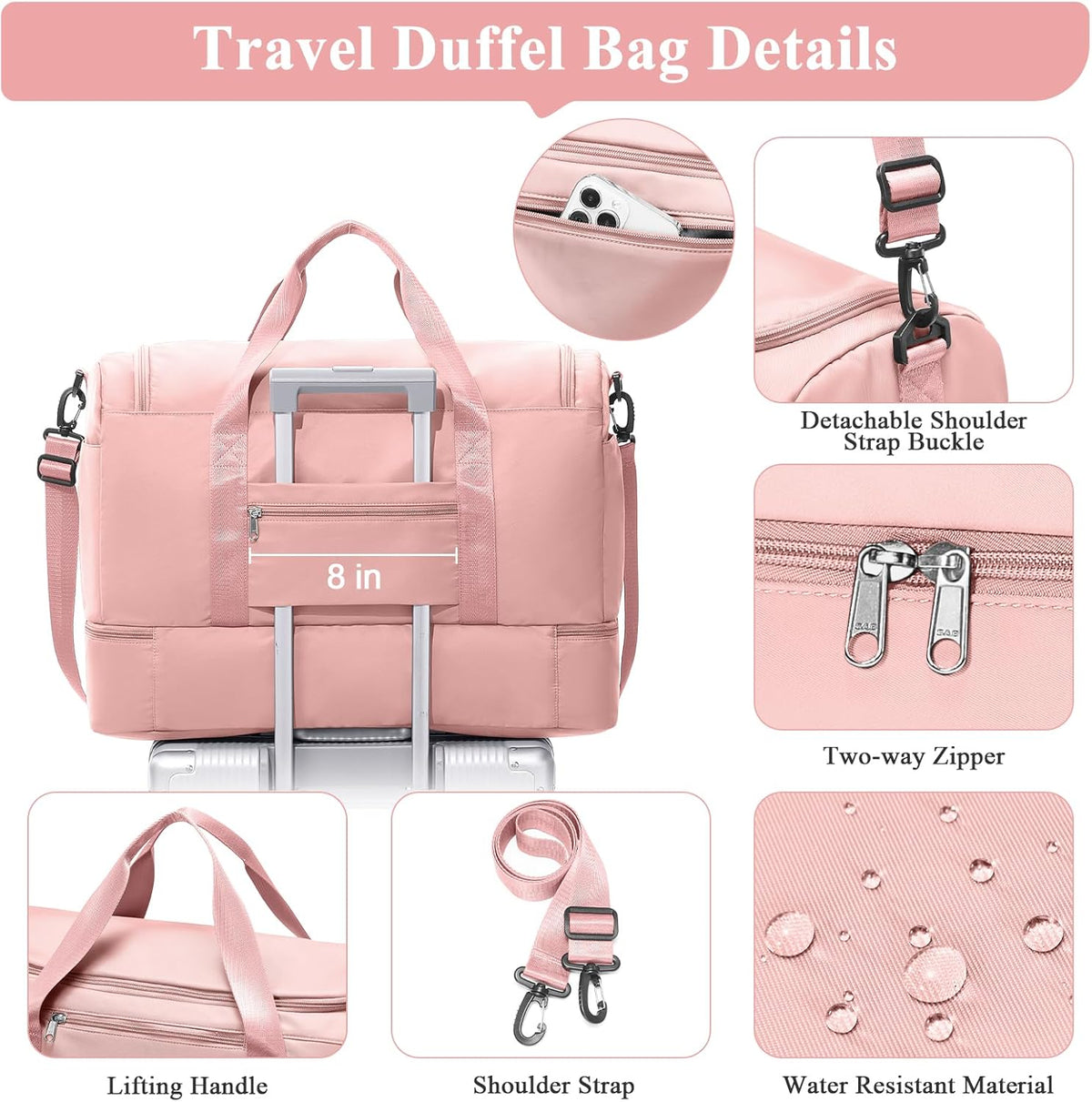 Extra Large Travel Duffel Bag, Carry-On Weekender Bags for Women Travel | Overnight Weekend Bag with Shoes Compartment for Travel Business Trips Sport Hospital - Colors A