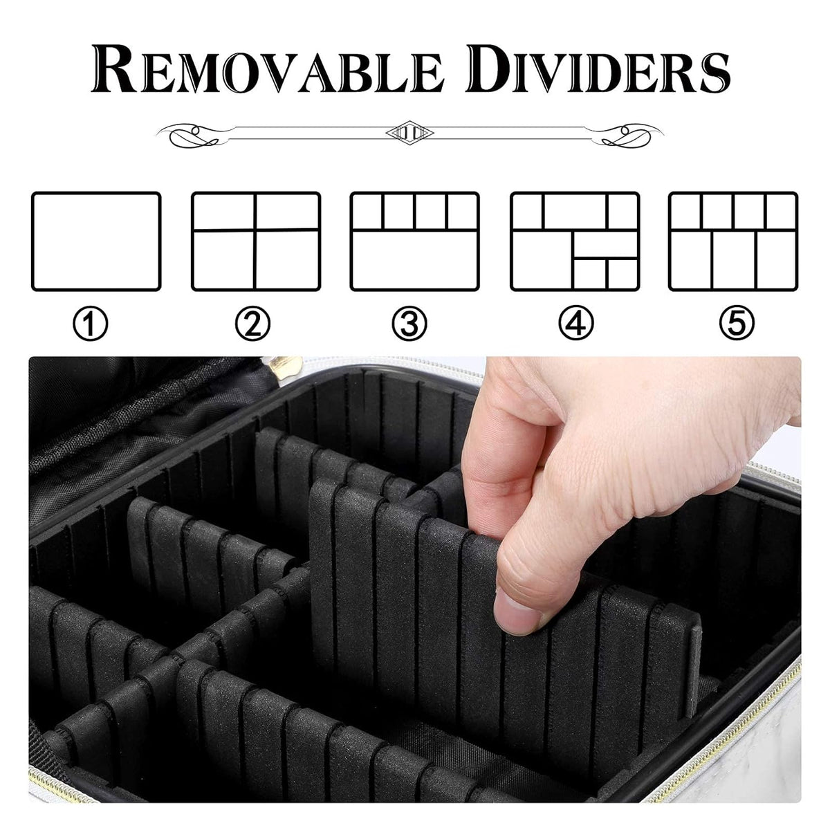 Large Capacity Travel Makeup Train Case,Professional Cosmetic Bags for Women,Portable Makeup Brush Bag Organizer Storage with Adjustable Dividers and Shoulder Strap