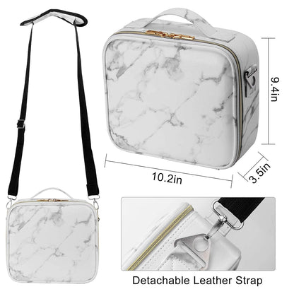 Large Capacity Travel Makeup Train Case,Professional Cosmetic Bags for Women,Portable Makeup Brush Bag Organizer Storage with Adjustable Dividers and Shoulder Strap