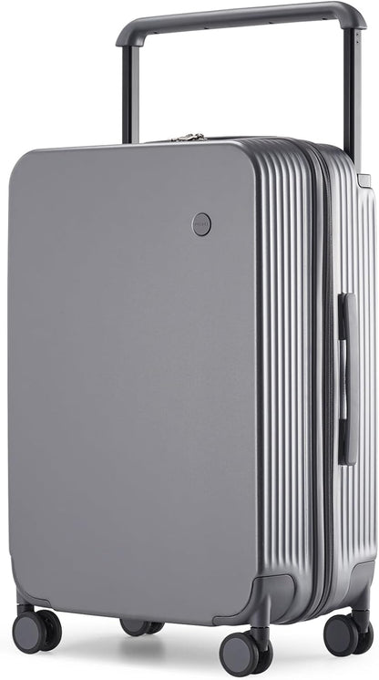 Carry On Luggage Airline Approved Wide Handle Lightweight Luggage PC Hard Shell Suitcases Rolling Suitcases with Spinner Wheels & TSA Lock, 20 Inch Smoke White