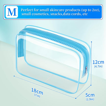24 PCS Clear Toiletry Bag for Women Men, Transparent Cosmetic Bag for Travel Makeup Organizer TSA Approved Pouch - White,Medium