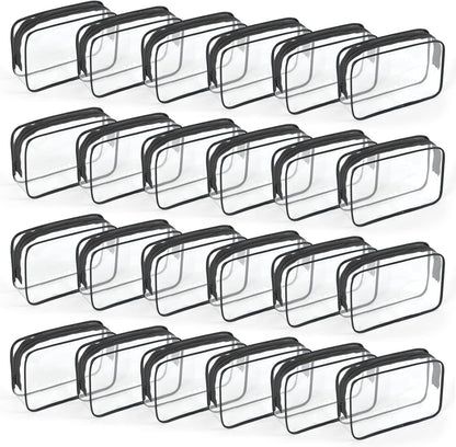 24 PCS Clear Toiletry Bag for Women Men, Transparent Cosmetic Bag for Travel Makeup Organizer TSA Approved Pouch - White,Medium