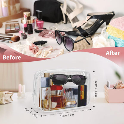 24 PCS Clear Toiletry Bag for Women Men, Transparent Cosmetic Bag for Travel Makeup Organizer TSA Approved Pouch - White,Medium