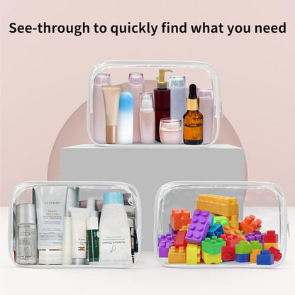 24 PCS Clear Toiletry Bag for Women Men, Transparent Cosmetic Bag for Travel Makeup Organizer TSA Approved Pouch - White,Medium