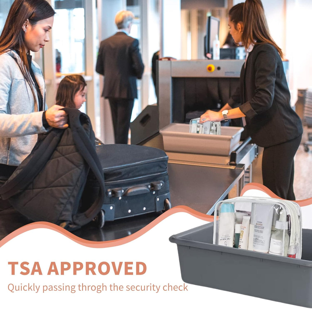 24 PCS Clear Toiletry Bag for Women Men, Transparent Cosmetic Bag for Travel Makeup Organizer TSA Approved Pouch - White,Medium
