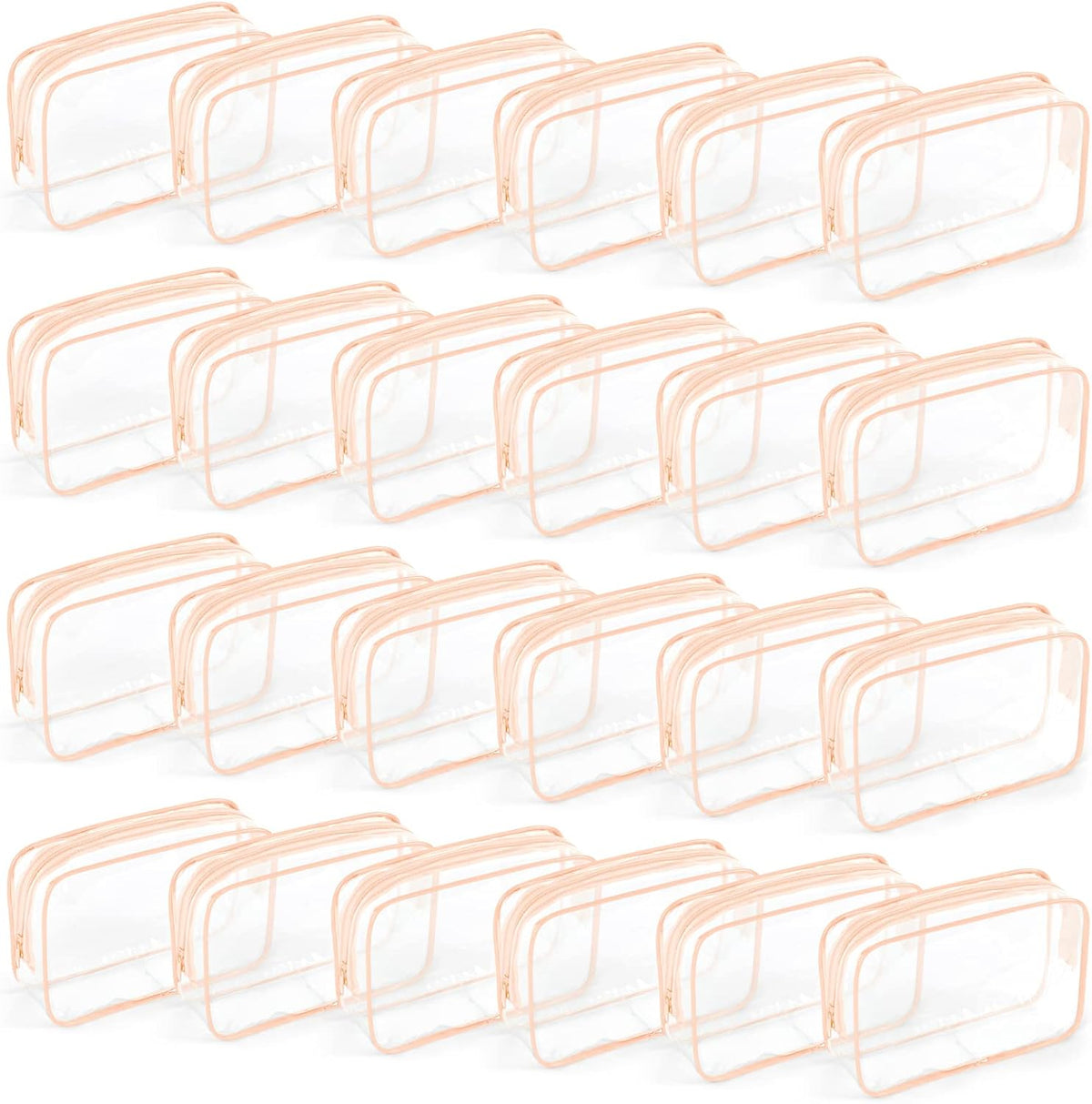 24 PCS Clear Toiletry Bag for Women Men, Transparent Cosmetic Bag for Travel Makeup Organizer TSA Approved Pouch - White,Medium