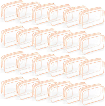 24 PCS Clear Toiletry Bag for Women Men, Transparent Cosmetic Bag for Travel Makeup Organizer TSA Approved Pouch - White,Medium