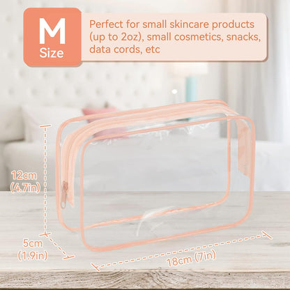 24 PCS Clear Toiletry Bag for Women Men, Transparent Cosmetic Bag for Travel Makeup Organizer TSA Approved Pouch - White,Medium