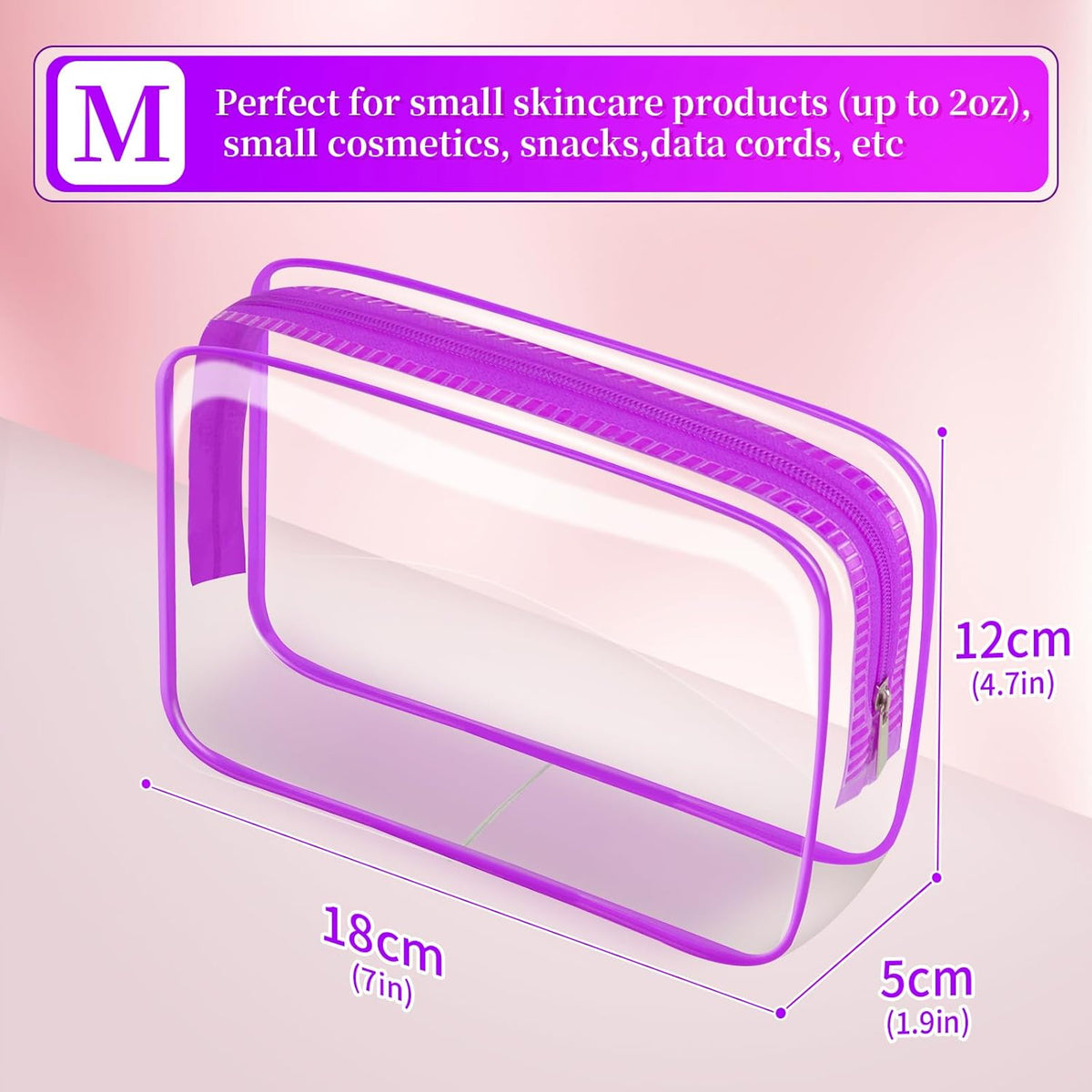 24 PCS Clear Toiletry Bag for Women Men, Transparent Cosmetic Bag for Travel Makeup Organizer TSA Approved Pouch - White,Medium