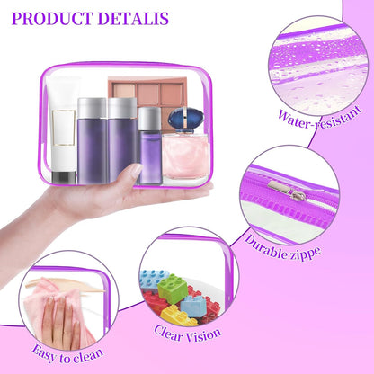 24 PCS Clear Toiletry Bag for Women Men, Transparent Cosmetic Bag for Travel Makeup Organizer TSA Approved Pouch - White,Medium