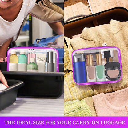 24 PCS Clear Toiletry Bag for Women Men, Transparent Cosmetic Bag for Travel Makeup Organizer TSA Approved Pouch - White,Medium