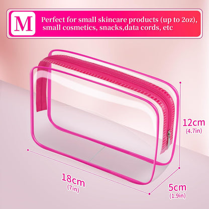 24 PCS Clear Toiletry Bag for Women Men, Transparent Cosmetic Bag for Travel Makeup Organizer TSA Approved Pouch - White,Medium