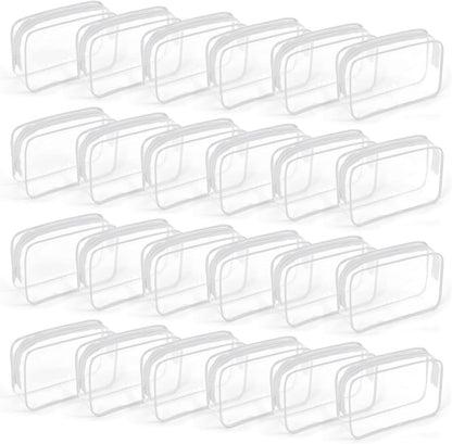 24 PCS Clear Toiletry Bag for Women Men, Transparent Cosmetic Bag for Travel Makeup Organizer TSA Approved Pouch - White,Medium