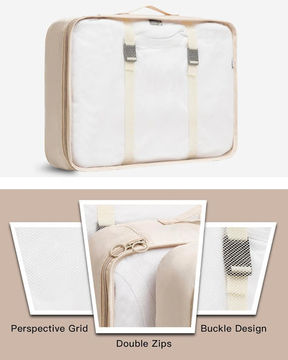 9 Set Packing Cubes for Carry on Suitcase Travel Organizer Bags for Luggage Suitcase Organizer Bags Packing Cube Set for Packing Women Men (Beige)