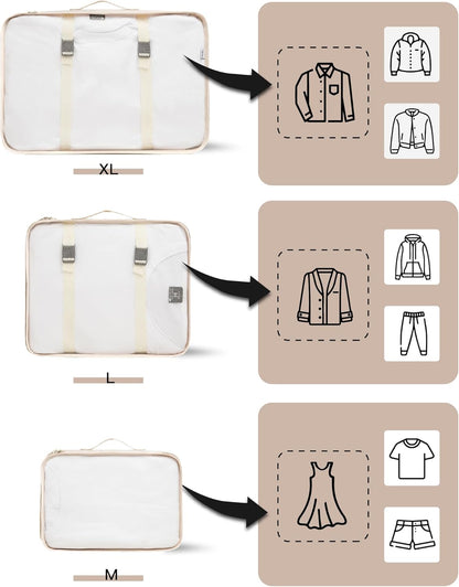 9 Set Packing Cubes for Carry on Suitcase Travel Organizer Bags for Luggage Suitcase Organizer Bags Packing Cube Set for Packing Women Men (Beige)
