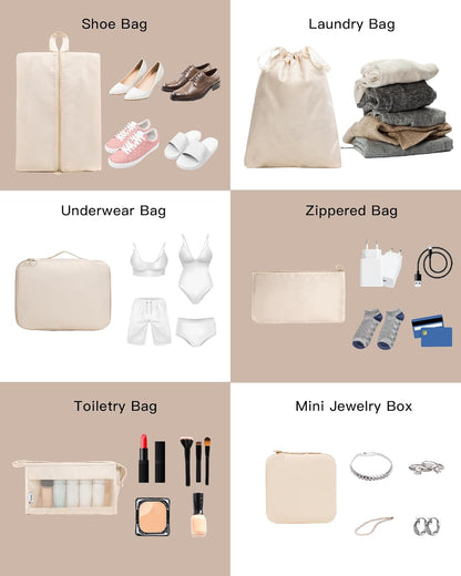 9 Set Packing Cubes for Carry on Suitcase Travel Organizer Bags for Luggage Suitcase Organizer Bags Packing Cube Set for Packing Women Men (Beige)