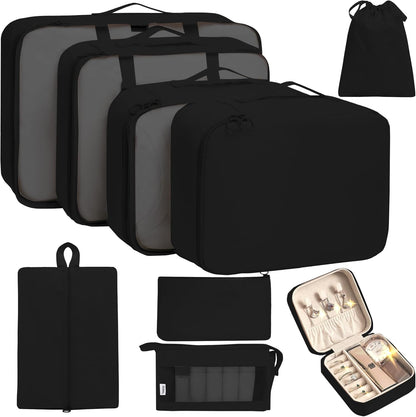 9 Set Packing Cubes for Carry on Suitcase Travel Organizer Bags for Luggage Suitcase Organizer Bags Packing Cube Set for Packing Women Men (Beige)