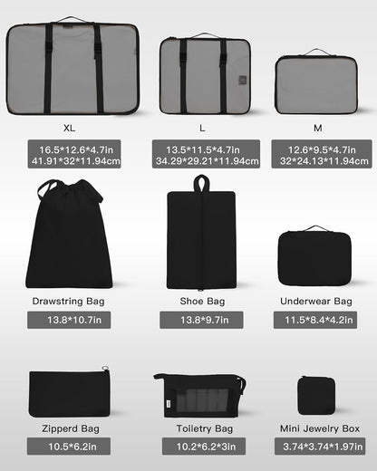 9 Set Packing Cubes for Carry on Suitcase Travel Organizer Bags for Luggage Suitcase Organizer Bags Packing Cube Set for Packing Women Men (Beige)