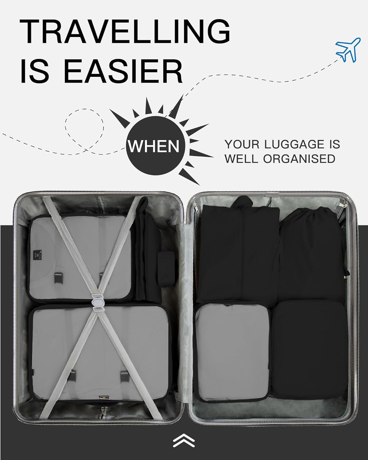 9 Set Packing Cubes for Carry on Suitcase Travel Organizer Bags for Luggage Suitcase Organizer Bags Packing Cube Set for Packing Women Men (Beige)