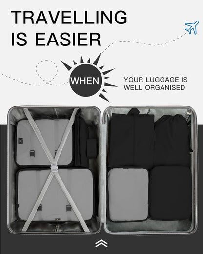 9 Set Packing Cubes for Carry on Suitcase Travel Organizer Bags for Luggage Suitcase Organizer Bags Packing Cube Set for Packing Women Men (Beige)