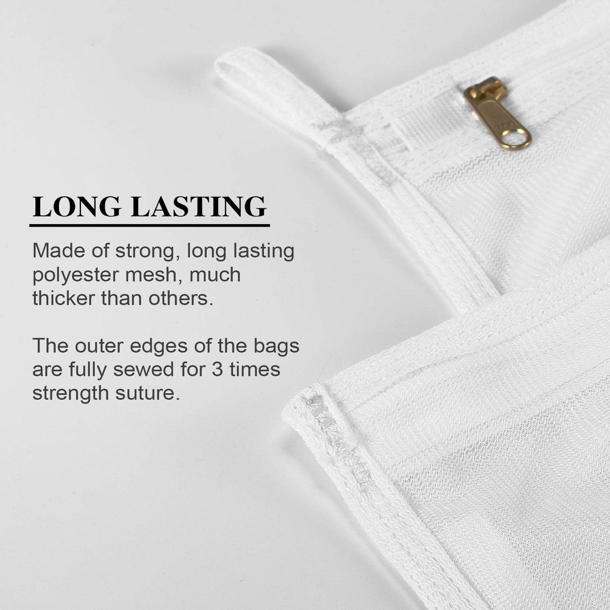 Fine Mesh Laundry Bags for Delicates, 3 Pack (2L+1M) Reusable Wash Bags with Sturdy Zippers, Durable Net Washing Bags for Lingerie, Bra, Sock, Underwear, Baby Clothes, Travel Organizer