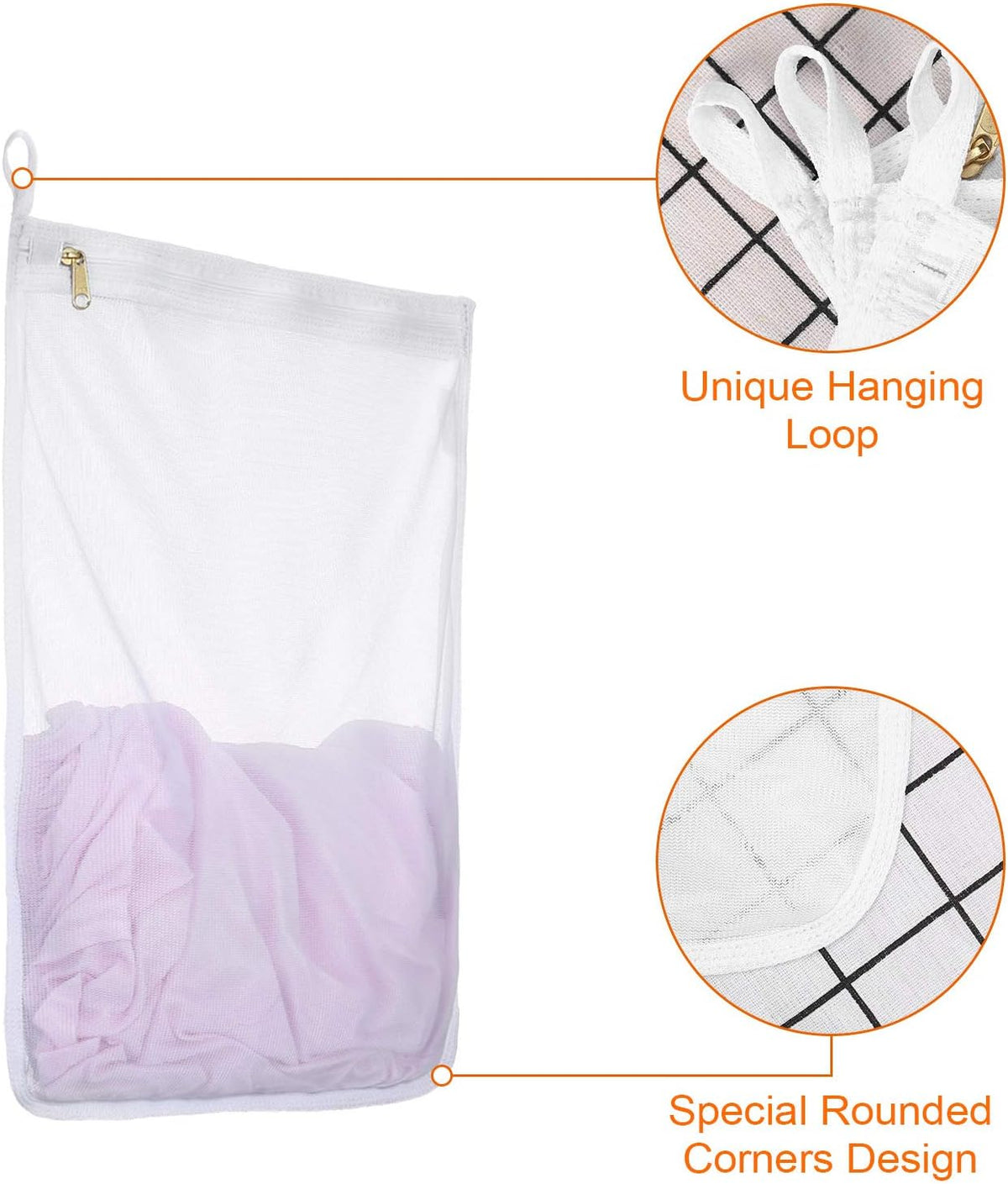 Fine Mesh Laundry Bags for Delicates, 3 Pack (2L+1M) Reusable Wash Bags with Sturdy Zippers, Durable Net Washing Bags for Lingerie, Bra, Sock, Underwear, Baby Clothes, Travel Organizer