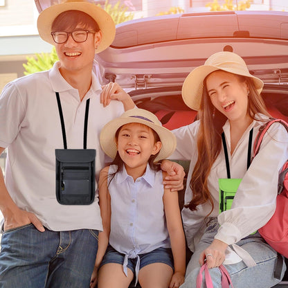 Travel Neck Wallet with Double Zippers, RFID Blocking Passport Holder with Adjustable Neck Strap for Men and Women to Keep Cash, Credit Cards and Travel Documents Safe - Light Gray