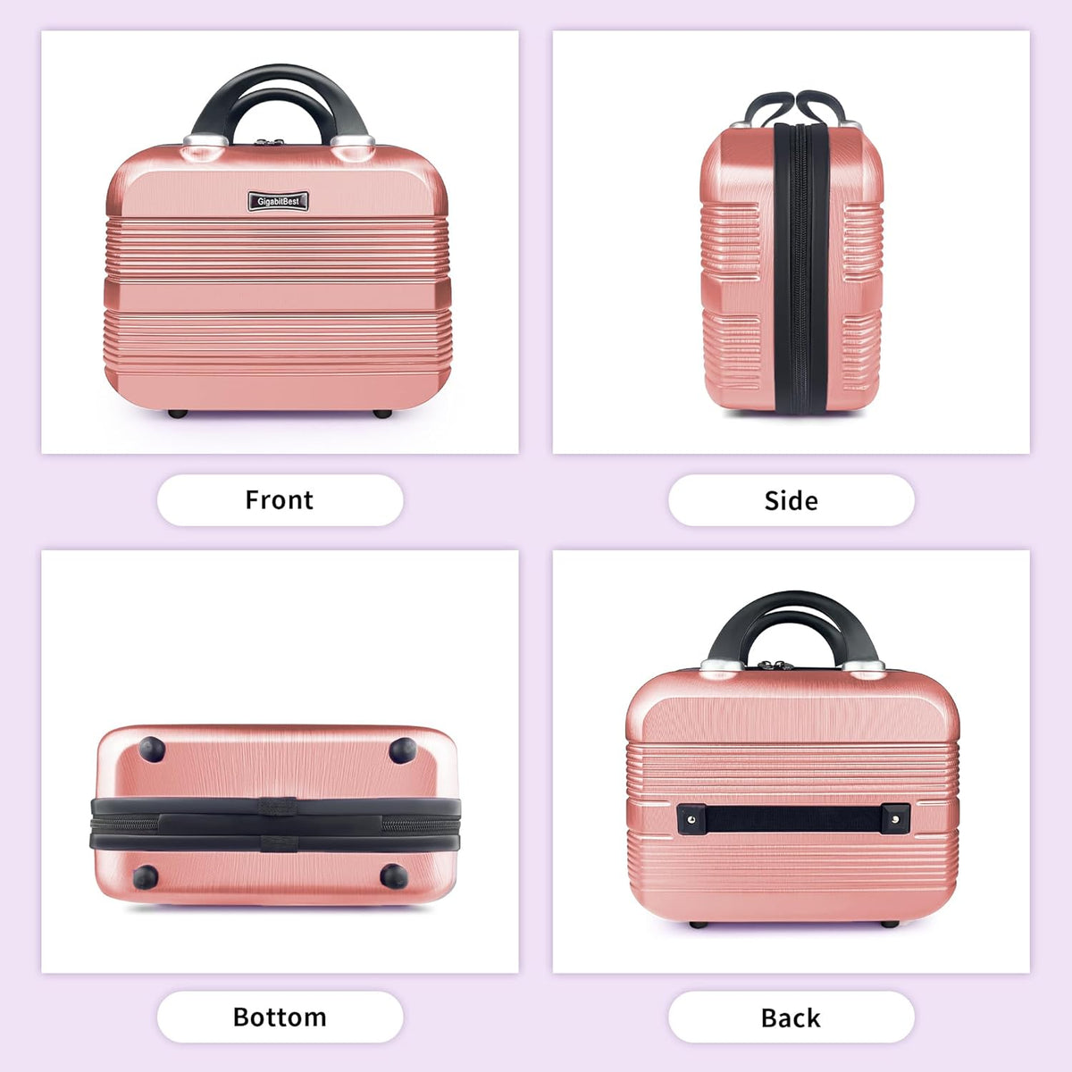 14 Inch Multi-Purpose Waterproof Hard Shell Makeup Case (Brown) | ABS Scratch-Proof, Carrying Cosmetic Organizer Case with Elastic Band, Train Case, Mini Suitcase Vanity Case for Women Girl