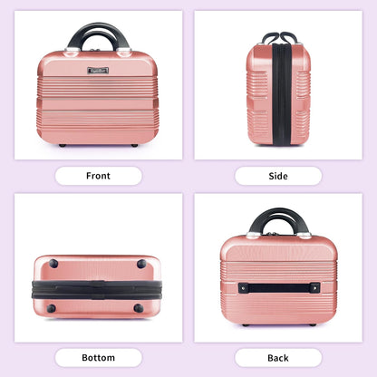 14 Inch Multi-Purpose Waterproof Hard Shell Makeup Case (Brown) | ABS Scratch-Proof, Carrying Cosmetic Organizer Case with Elastic Band, Train Case, Mini Suitcase Vanity Case for Women Girl