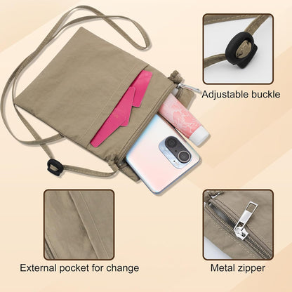Ultralight Crossbody PhonePurse, Nylon Small Phone Purse Cell Phone Purse, Smartphone Crossbody Bag with Zipper