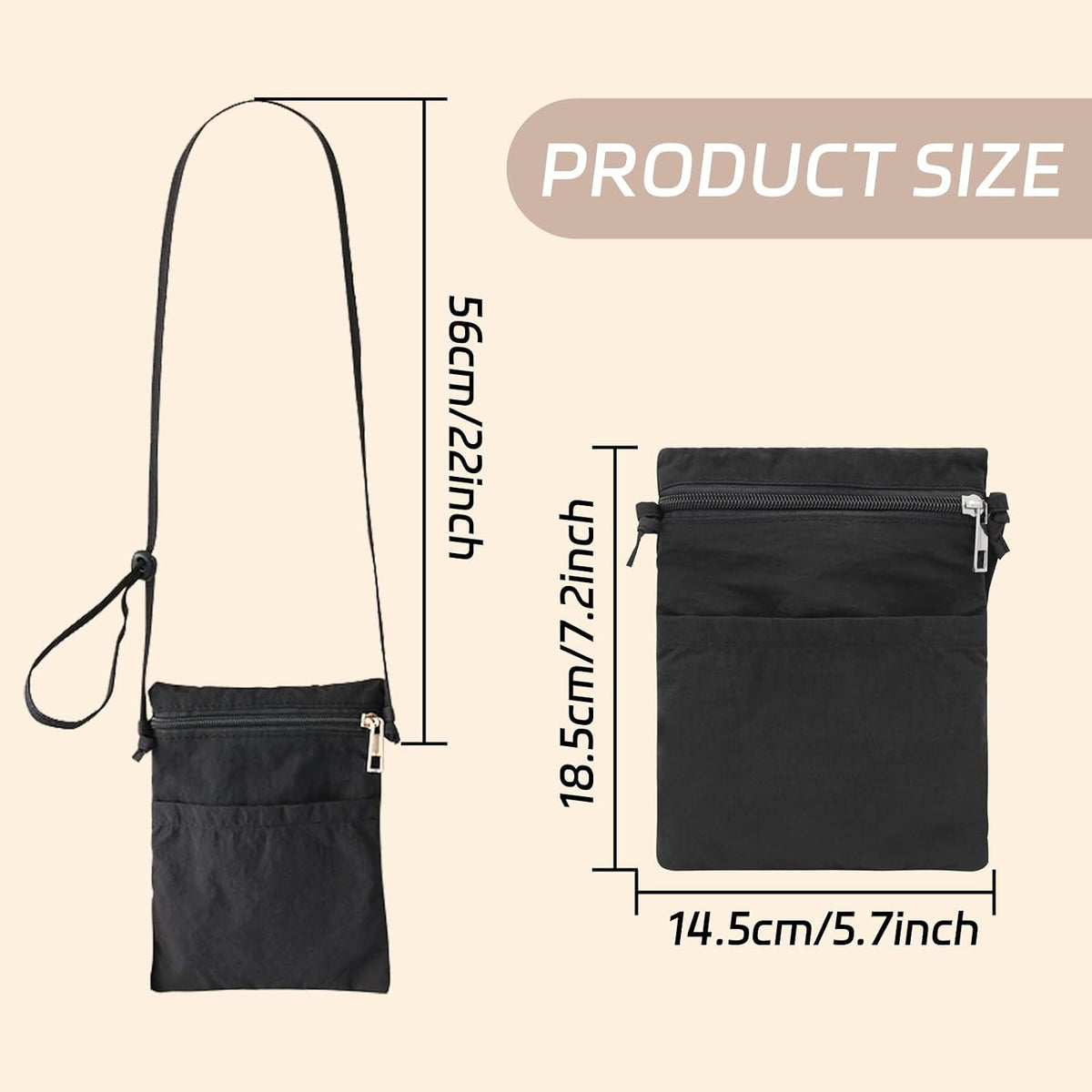 Ultralight Crossbody PhonePurse, Nylon Small Phone Purse Cell Phone Purse, Smartphone Crossbody Bag with Zipper