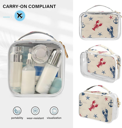 Anchors Shrimp Toiletry Bag Travel Makeup Organizer Cosmetic Bags Clear Pouch Waterproof with Handle for Men Women