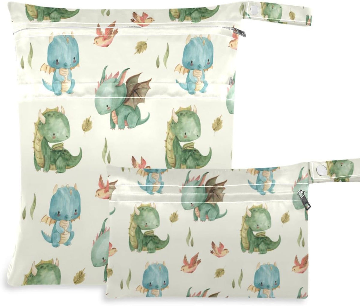 Vintage Western Cowboy Wet Dry Bag for Baby Cloth Diaper Waterproof Reusable Travel Wet Bag with Two Zippered Pockets for Swimsuits, 2 Pcs
