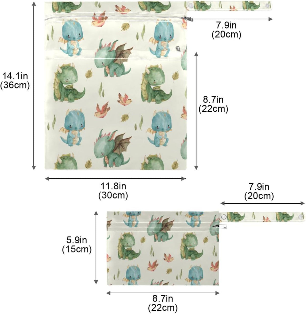 Vintage Western Cowboy Wet Dry Bag for Baby Cloth Diaper Waterproof Reusable Travel Wet Bag with Two Zippered Pockets for Swimsuits, 2 Pcs