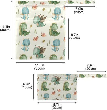 Vintage Western Cowboy Wet Dry Bag for Baby Cloth Diaper Waterproof Reusable Travel Wet Bag with Two Zippered Pockets for Swimsuits, 2 Pcs