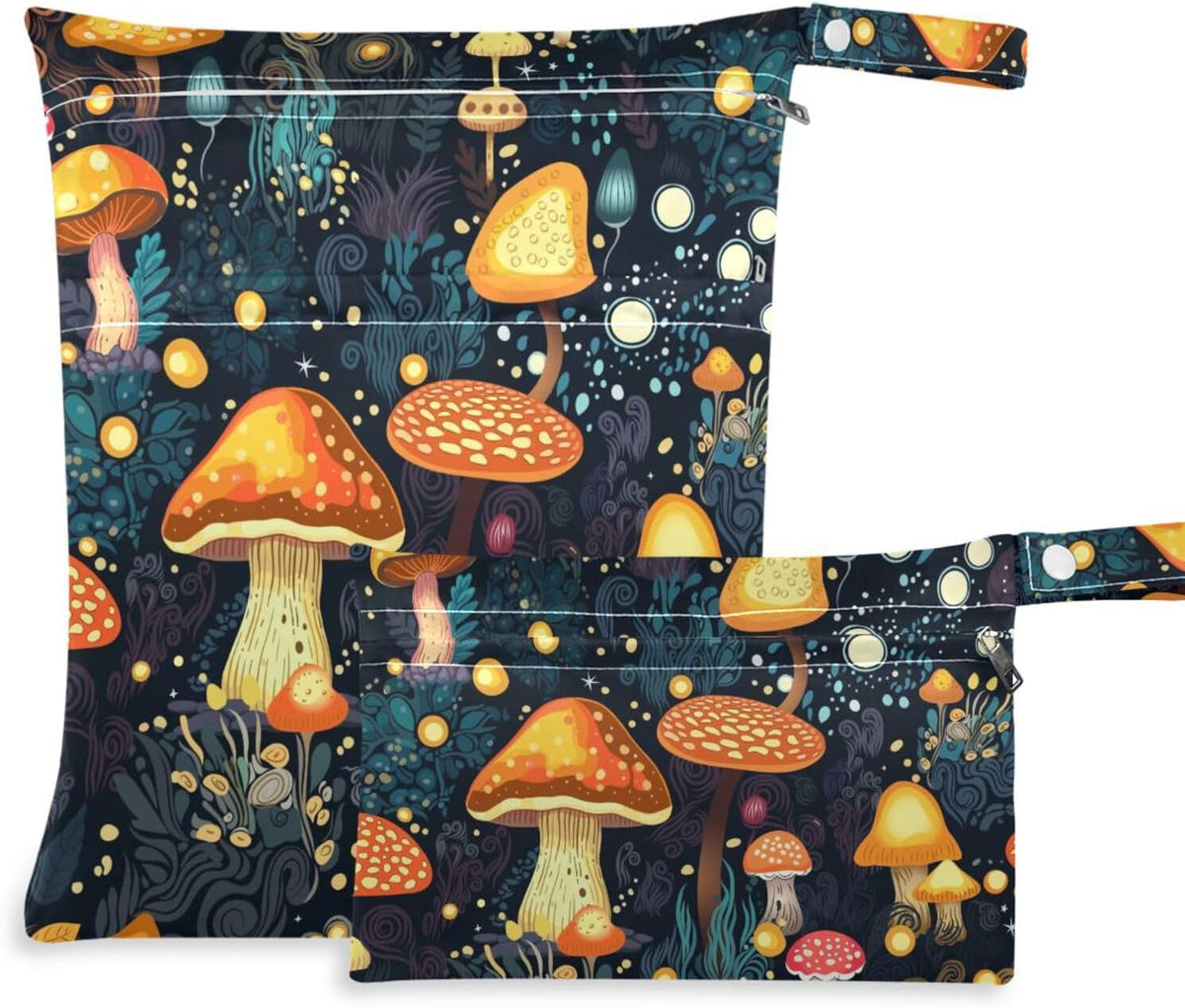 Vintage Western Cowboy Wet Dry Bag for Baby Cloth Diaper Waterproof Reusable Travel Wet Bag with Two Zippered Pockets for Swimsuits, 2 Pcs