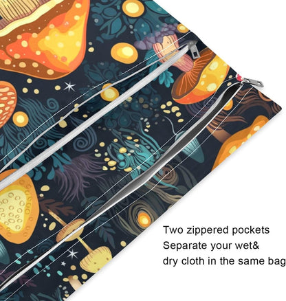 Vintage Western Cowboy Wet Dry Bag for Baby Cloth Diaper Waterproof Reusable Travel Wet Bag with Two Zippered Pockets for Swimsuits, 2 Pcs