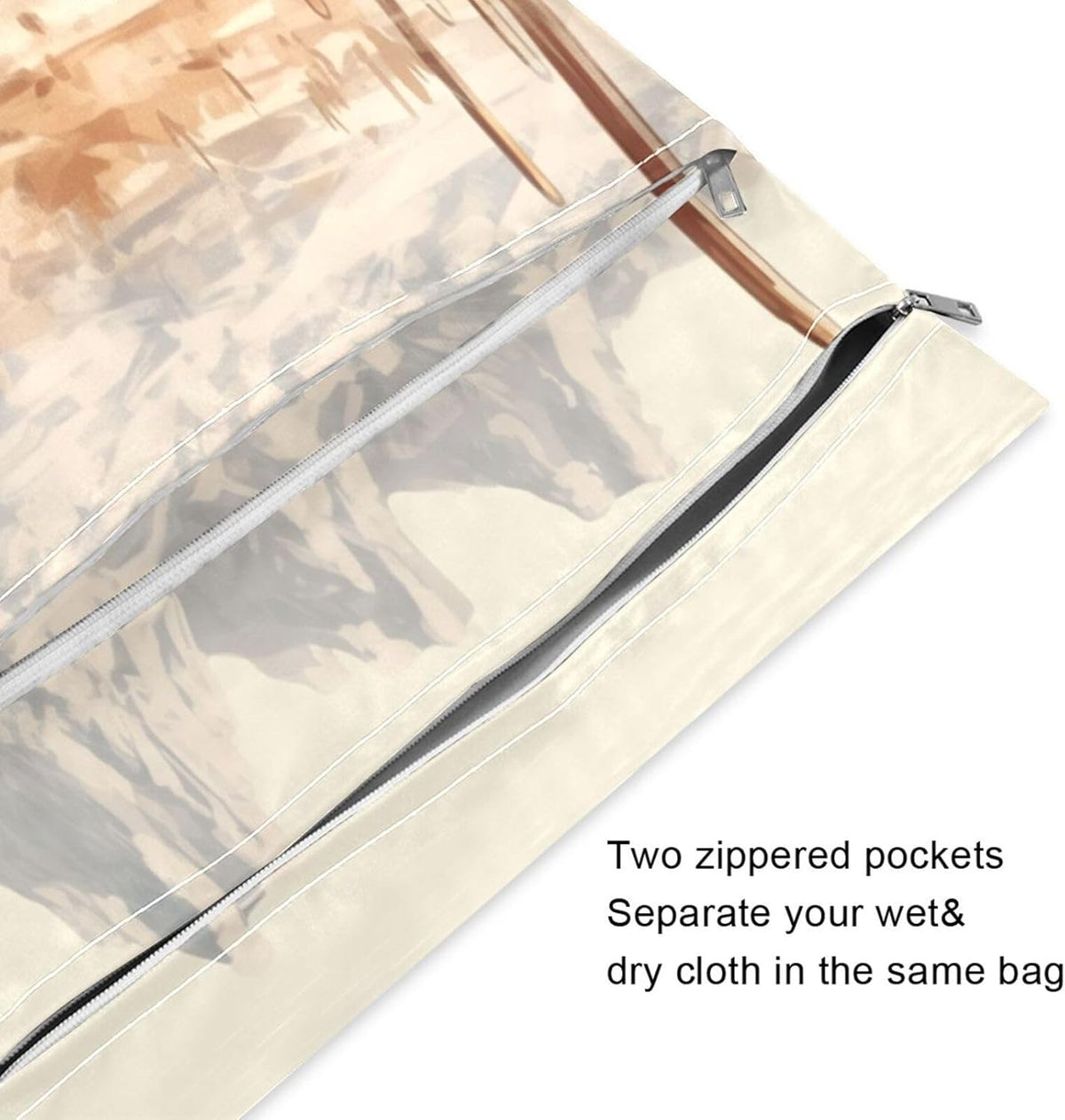 Vintage Western Cowboy Wet Dry Bag for Baby Cloth Diaper Waterproof Reusable Travel Wet Bag with Two Zippered Pockets for Swimsuits, 2 Pcs