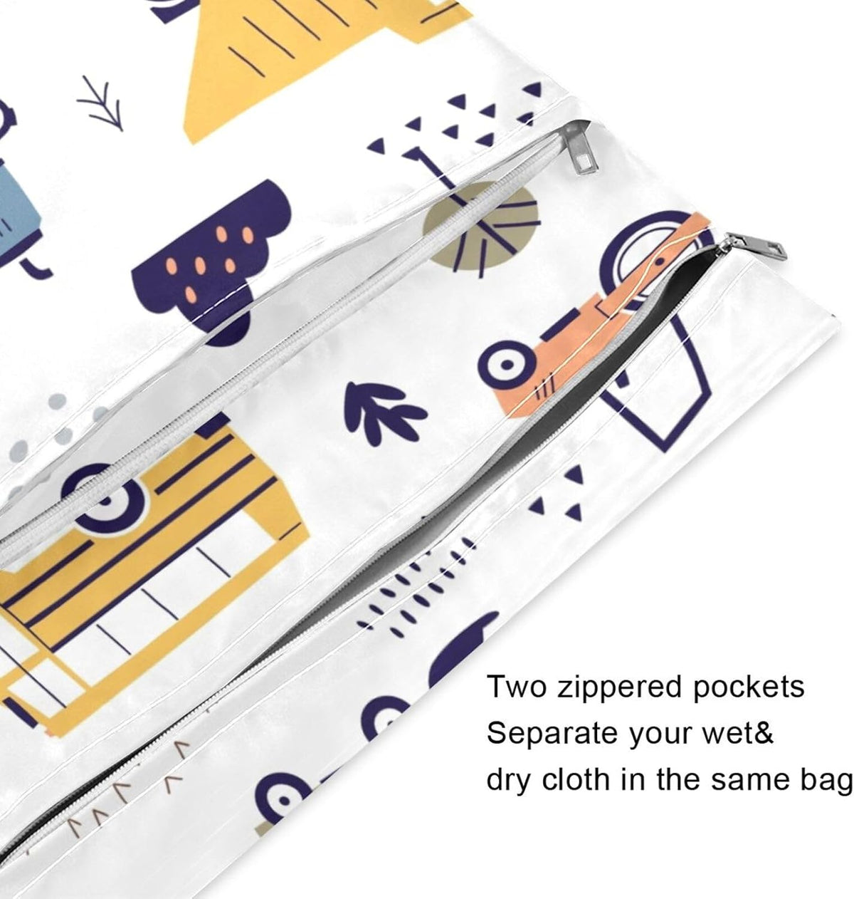 Vintage Western Cowboy Wet Dry Bag for Baby Cloth Diaper Waterproof Reusable Travel Wet Bag with Two Zippered Pockets for Swimsuits, 2 Pcs