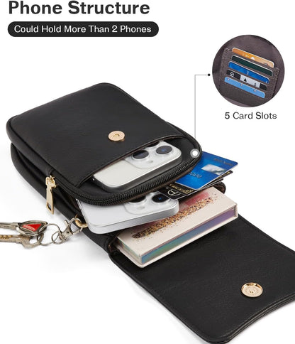 Cell Phone Crossbody Purse Small Cross Body Bag for Woman Leather Travel Wallet Shoulder Handbags with Card Slots
