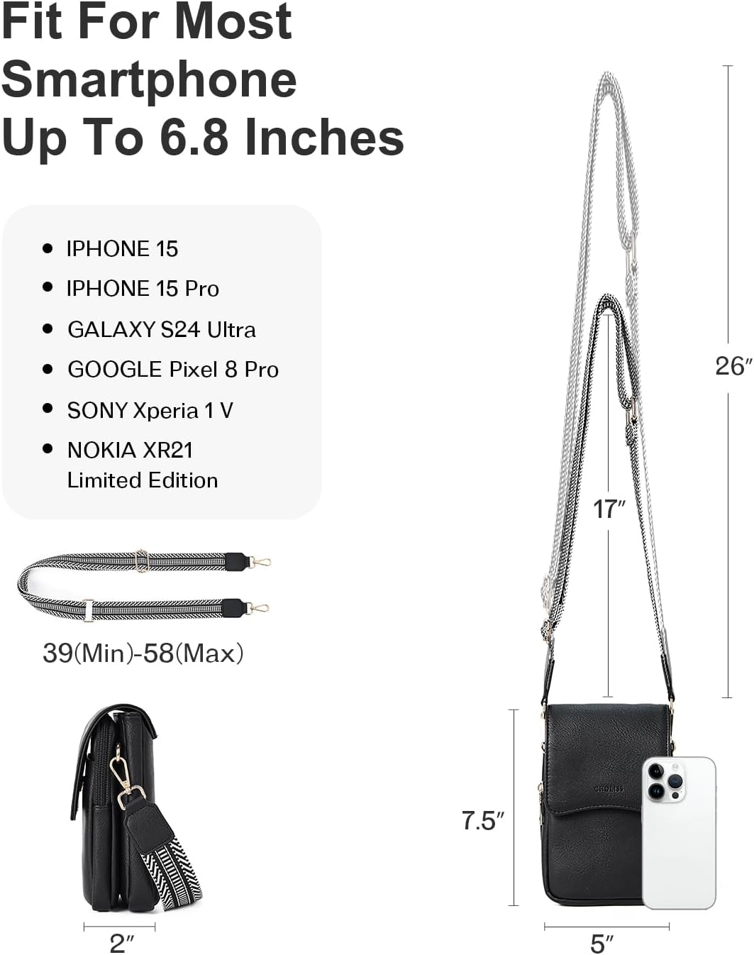 Cell Phone Crossbody Purse Small Cross Body Bag for Woman Leather Travel Wallet Shoulder Handbags with Card Slots