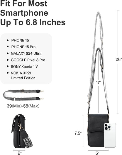 Cell Phone Crossbody Purse Small Cross Body Bag for Woman Leather Travel Wallet Shoulder Handbags with Card Slots