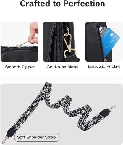 Cell Phone Crossbody Purse Small Cross Body Bag for Woman Leather Travel Wallet Shoulder Handbags with Card Slots