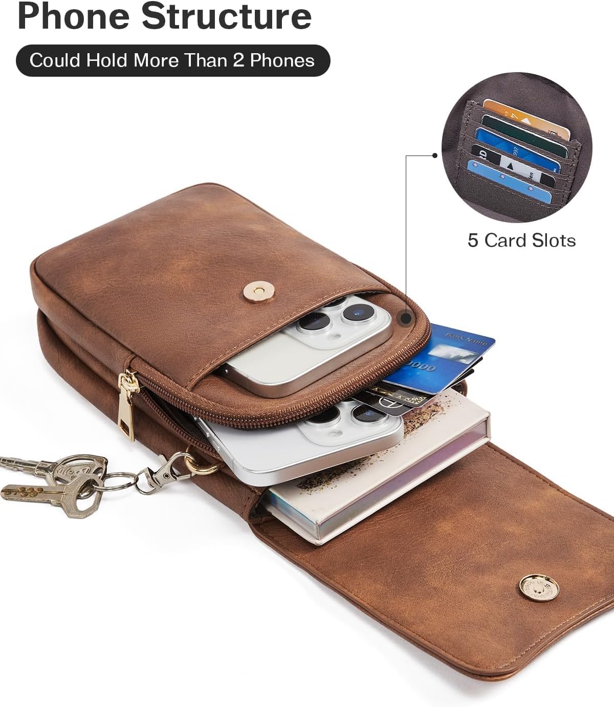 Cell Phone Crossbody Purse Small Cross Body Bag for Woman Leather Travel Wallet Shoulder Handbags with Card Slots